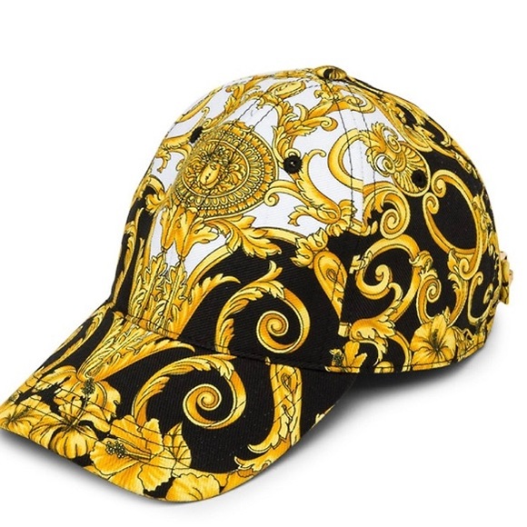 Versace Unisex Barocco Hibiscus Print Hat - Picture 12 of 13